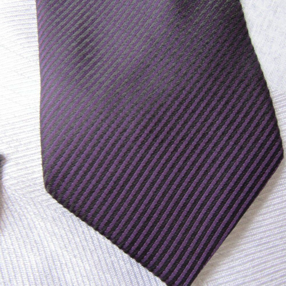 Burberry London  Men Tie, Silk, Hand Made, Dark Purple/Black color, striped